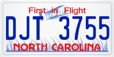 NC license plate DJT3755