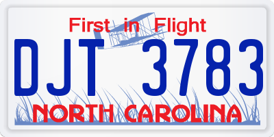 NC license plate DJT3783