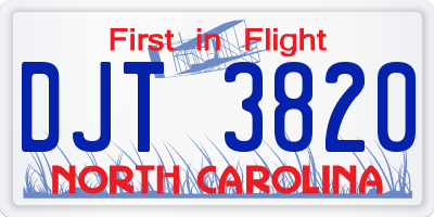 NC license plate DJT3820