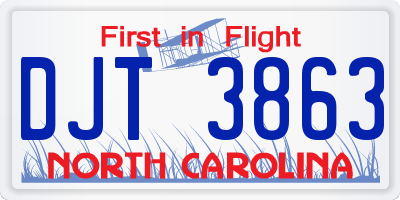 NC license plate DJT3863