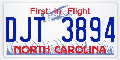 NC license plate DJT3894