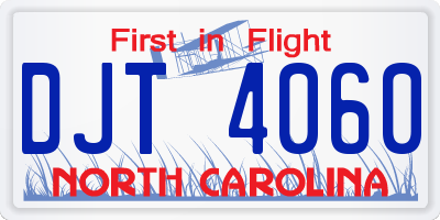 NC license plate DJT4060