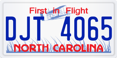 NC license plate DJT4065
