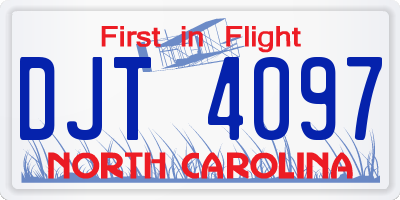 NC license plate DJT4097