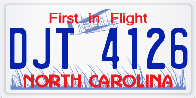 NC license plate DJT4126