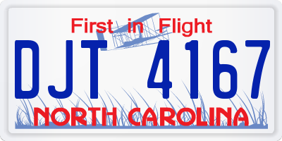 NC license plate DJT4167
