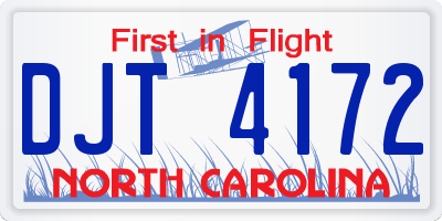 NC license plate DJT4172