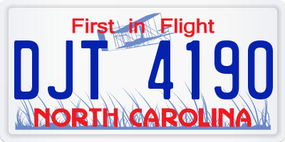 NC license plate DJT4190