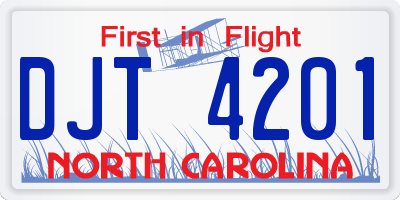 NC license plate DJT4201