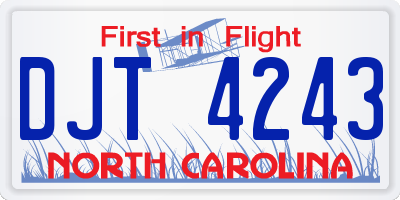 NC license plate DJT4243