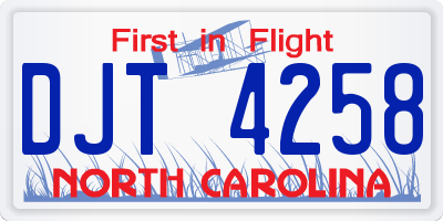 NC license plate DJT4258