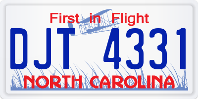NC license plate DJT4331