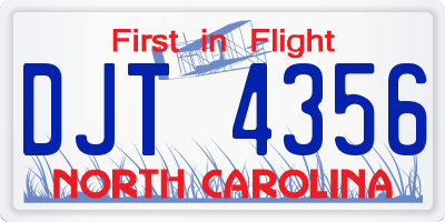 NC license plate DJT4356
