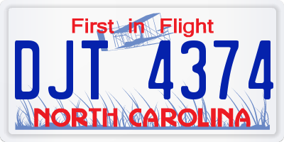 NC license plate DJT4374