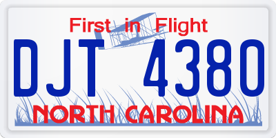 NC license plate DJT4380