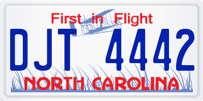 NC license plate DJT4442