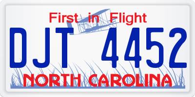 NC license plate DJT4452
