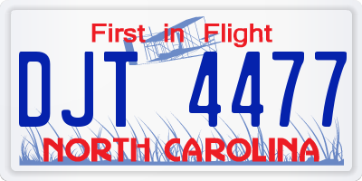 NC license plate DJT4477