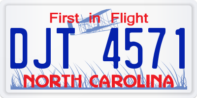 NC license plate DJT4571