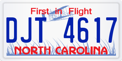 NC license plate DJT4617