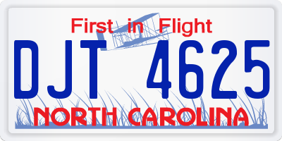 NC license plate DJT4625