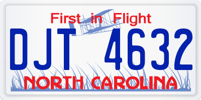 NC license plate DJT4632