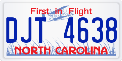 NC license plate DJT4638