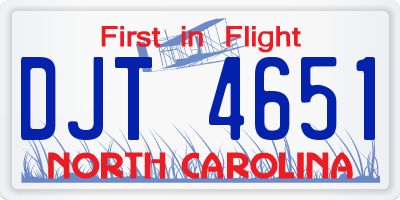 NC license plate DJT4651