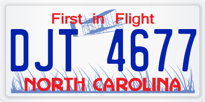 NC license plate DJT4677