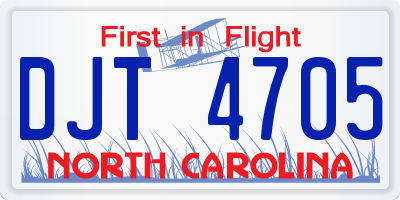 NC license plate DJT4705