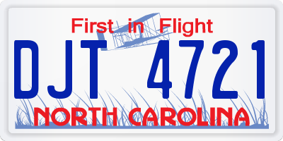 NC license plate DJT4721