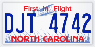 NC license plate DJT4742