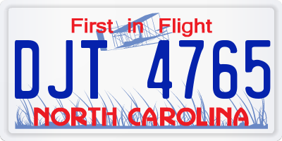NC license plate DJT4765