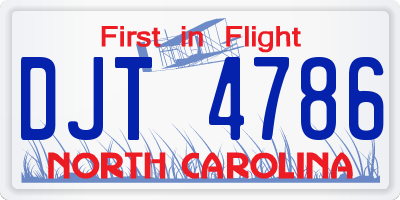 NC license plate DJT4786