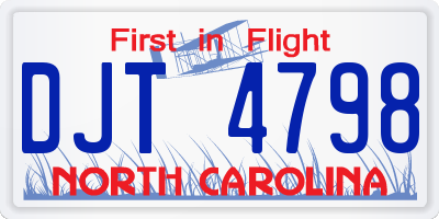 NC license plate DJT4798