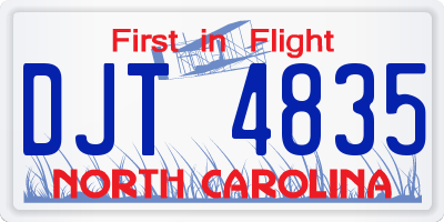 NC license plate DJT4835