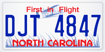 NC license plate DJT4847