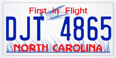 NC license plate DJT4865