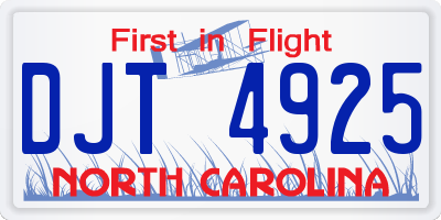 NC license plate DJT4925