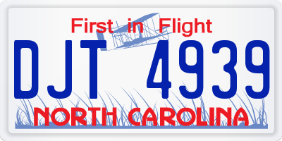 NC license plate DJT4939