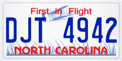 NC license plate DJT4942