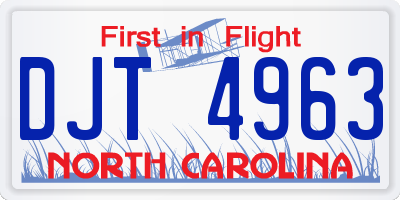 NC license plate DJT4963