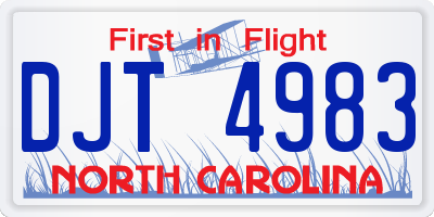 NC license plate DJT4983