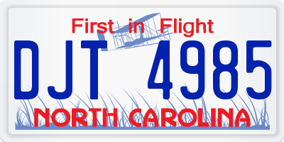 NC license plate DJT4985