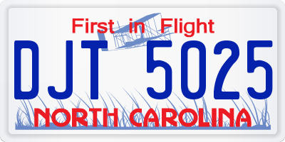 NC license plate DJT5025