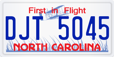 NC license plate DJT5045