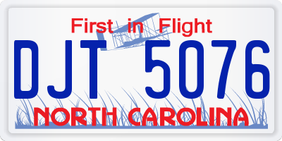NC license plate DJT5076