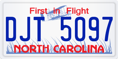 NC license plate DJT5097