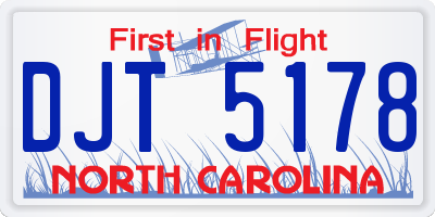 NC license plate DJT5178