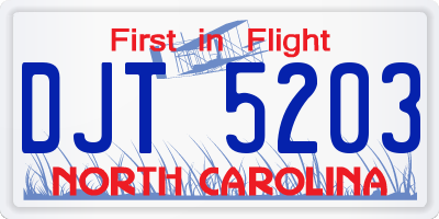NC license plate DJT5203